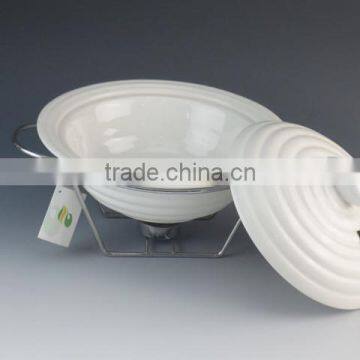 White Porcelain Casserole With Iron Rack photo-4
