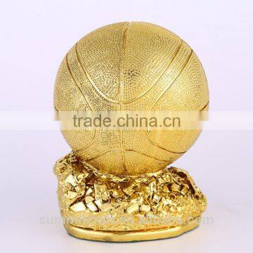 Custom resin shinny golden basketball trophy