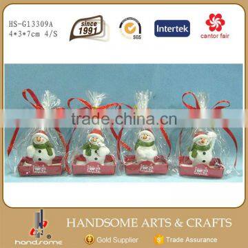 7cm Polyresin Snowman Figurines Christmas Decor Small Gift Item Ornaments