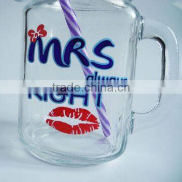 450ml Glass Drinking Mug With Tin Lid and Plastic Straw photo-5