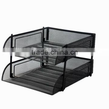 2 Layers Grey Metal Mesh Magazine Desk File Organzier,File Tray photo-2
