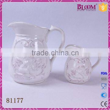 High quality custom white glaze ceramic water jug