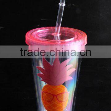 With Lid and Straw Bpa Free Single Wall Clear Plastic Tumbler photo-6
