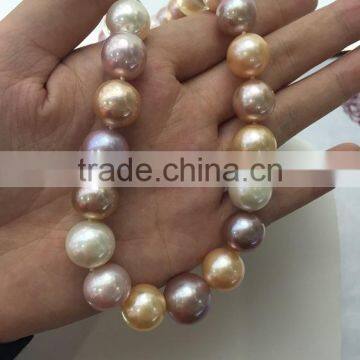 14-15mm Large Multicolor Edison Freshwater Pearl Necklace photo-4