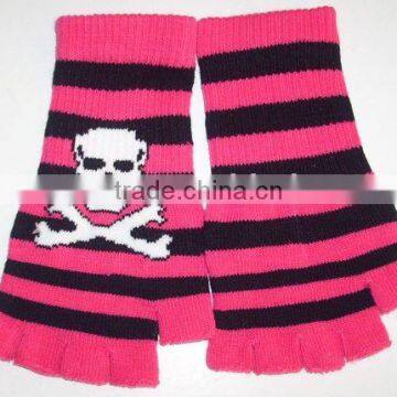 fingerless Long knit Goth punk gloves