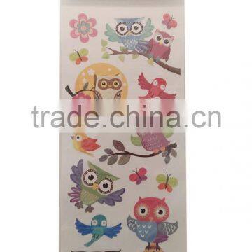 Popular Cute OEM Owl Design Decorative Shinny Glitter Sticker