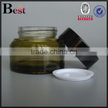 30g 50g Hot Products Fancy Green Glass Cosmetic Jar High Quality Oblique Shoulder Empty Glass Jar With Black Lid China Suppliers photo-2