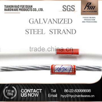 China tianjin factory 1x19 steel wire rope