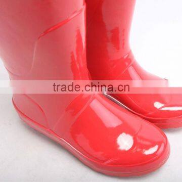 Over the Knee Back Lace-up Red Rubber Rain Boots for Women photo-6