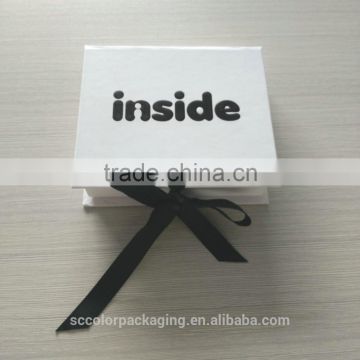 Matte white cardboard black logo gift box, unique cardboard box packaging for small gift