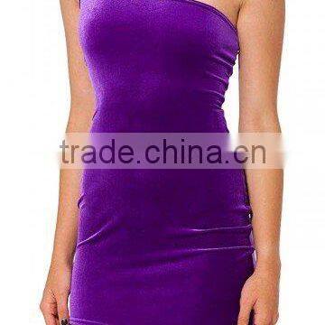 Hot Girl Sexy Night Club One Shoulder Bodycon Dress of Velvet HSD2192 photo-3