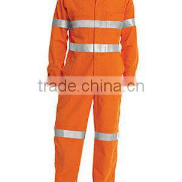 Custom Hi Vis Orange Durable Construction Worker Uniform Reflective Safety Coverall photo-2