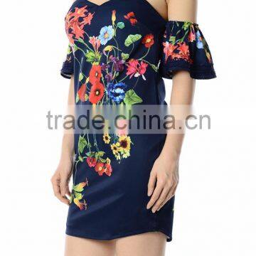 New Design off Shoulder Printing Party Dress Sexy Dress Sexy photo-3