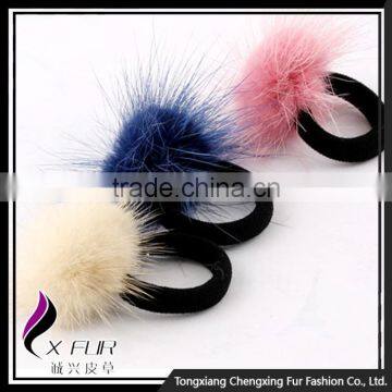 CX-E-07 Mink Fur Ball Elastic Hair Band/Hair Accessories photo-2