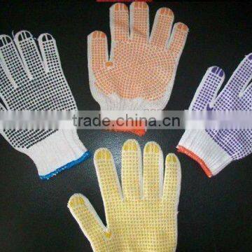 8,9,10 size reinforced palm cotton pvc dots safety gloves