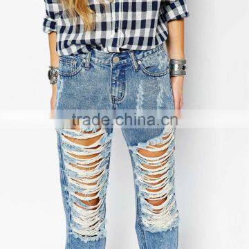 Ripped Damaged Fashion Sexy Ladies Jeans Pants Wholesale photo-3