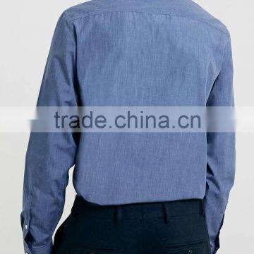 100% Cotton Blue Marl Long Sleeve Smart Shirt photo-2