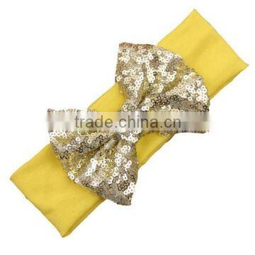 Wholesale sparkly fashion accessory bow yellow hairbands