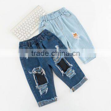 S16961A 2017 Children Cotton Denim Trousers Kids Solid Pants photo-4