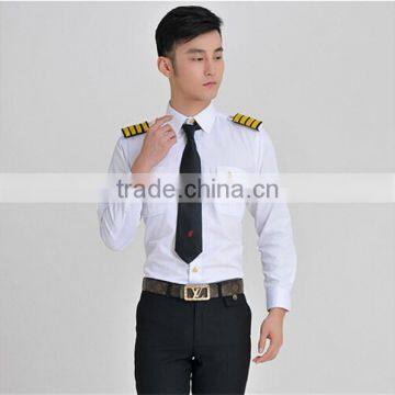Juqian Custom Good Quality Long Sleeve Pilot Shirt,Man Airline Uniform,White Mens Airline Pilot Unform Shirts photo-2