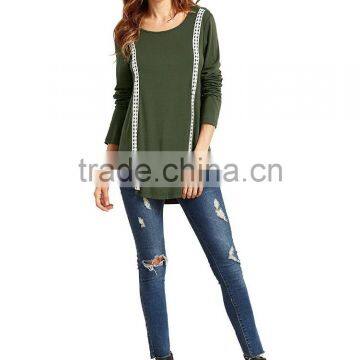Fashion OEM Elegant Long Sleeves Knit Blouse Lady Plus Size Top for Wholesale photo-4