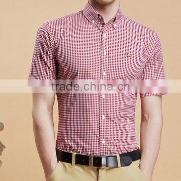 Short Sleeve Shirt Cotton Summer Youth Contracted Texture Plaid Shirt English Cultivate One's Morality With Big Yards photo-2