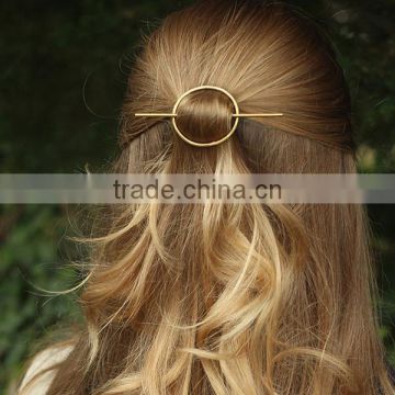 Girls Gold Plated Iron Based Alloy Wedding Hairpins Circle Ring