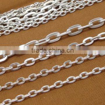 Multi Sizes Silver Plated Flat Cross O Chain Cable Link Iron Chain For Jewelry Diy