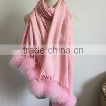 Baby Pink Cardigan Wholesale Pom Pom Tassel Fur Poncho Fur Cape 180cm*70cm photo-2