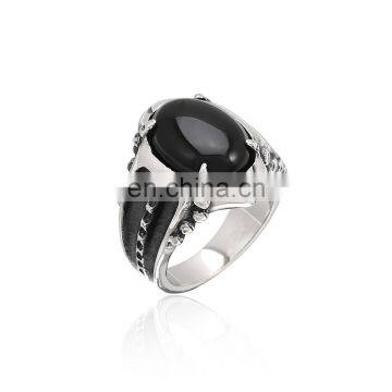 Vintage Silver Punk Men Titanium Ring