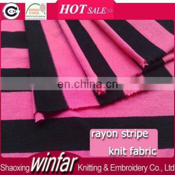 Winfar Hot Sell High Quality Soft (Vortex) Stretchy Yarn Dyed 30S Rayon Stripe Knitting Fabric for Clothing