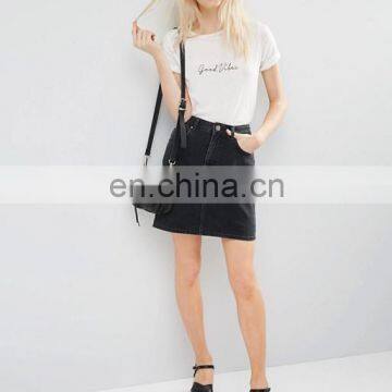 2016 New High Waistband Washed Denim Fabric Mini Skirt Wholesale Price