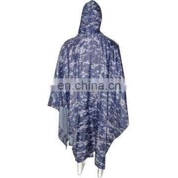 Heavy Duty Long Square Military Hunting Navy Camouflage Rain Poncho Cheap photo-2