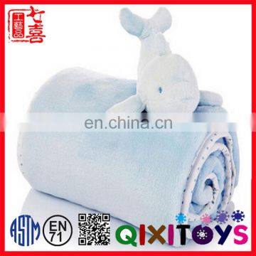 2017 fannel new design plush dolphin toy baby security blanket