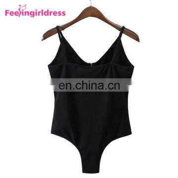 Womens V Neck Plus Size Romper Short Jumpsuits Sexy Bodycon For Black Zipper photo-6