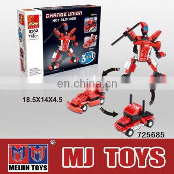 Plastic connecting toys car transform robot toy all kinds of building block wolesale