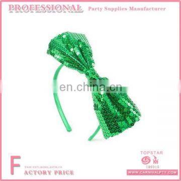 2017 New Design Promotional st patrick cheap Bowknot Sequin Green Irish Headband For Party Decoration