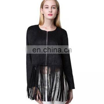 O Neck Tassel Hem Zipper Kettle Life Price Jacket for Women photo-2