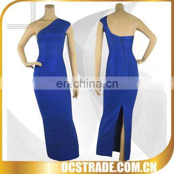 blue one shoulder long muslim evening dress