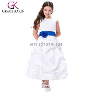 Grace Karin Flower Bow-Knot Decorated Princess Bridesmaid Wedding Pageant Flower Girl Dress Party Girls Dress CL010430-3