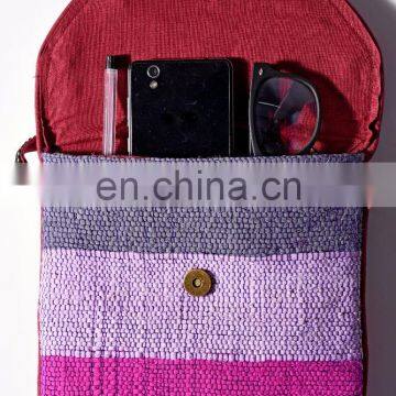 Indian Latest Handmade Clutch Bag Woven Chindi Bag Vintage Boho Tribal Bags