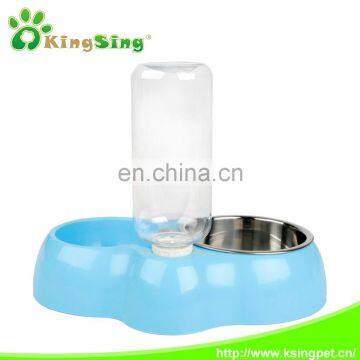 Double Dinner Bowl for Cats, Plastic and Stainless Steel Pet Bowl With Water Bottle photo-2
