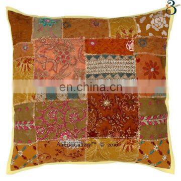 Pillow Cover Handmade Khambodia Patch Pillow Case Kantha Indian Cushion Cover Throw