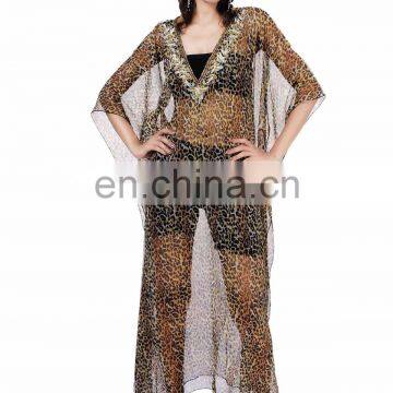 Chiffon Hand Embroidered Long Kaftan