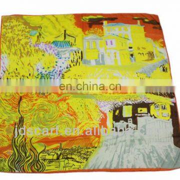 gold square scarf JDY-195 # 100% silky polyester Printing scarf digital printed scarf