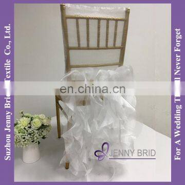 C009AF white pleated swag back chair covers curly willow chair sash