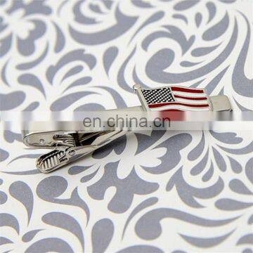 Make your own zinc alloy custom american flag tie clip bar clasp for men