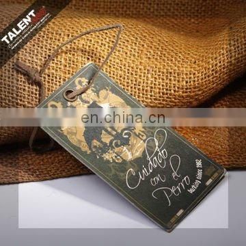 custom private hand made worn-out design paper swing tag for denim jeans