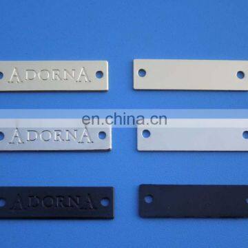 custom rectangle debossed logo metal plate for furniture