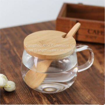 Eco-Friendly Reusable New Style Stylish Glass Coffee Cup With Bamboo Lid photo-2